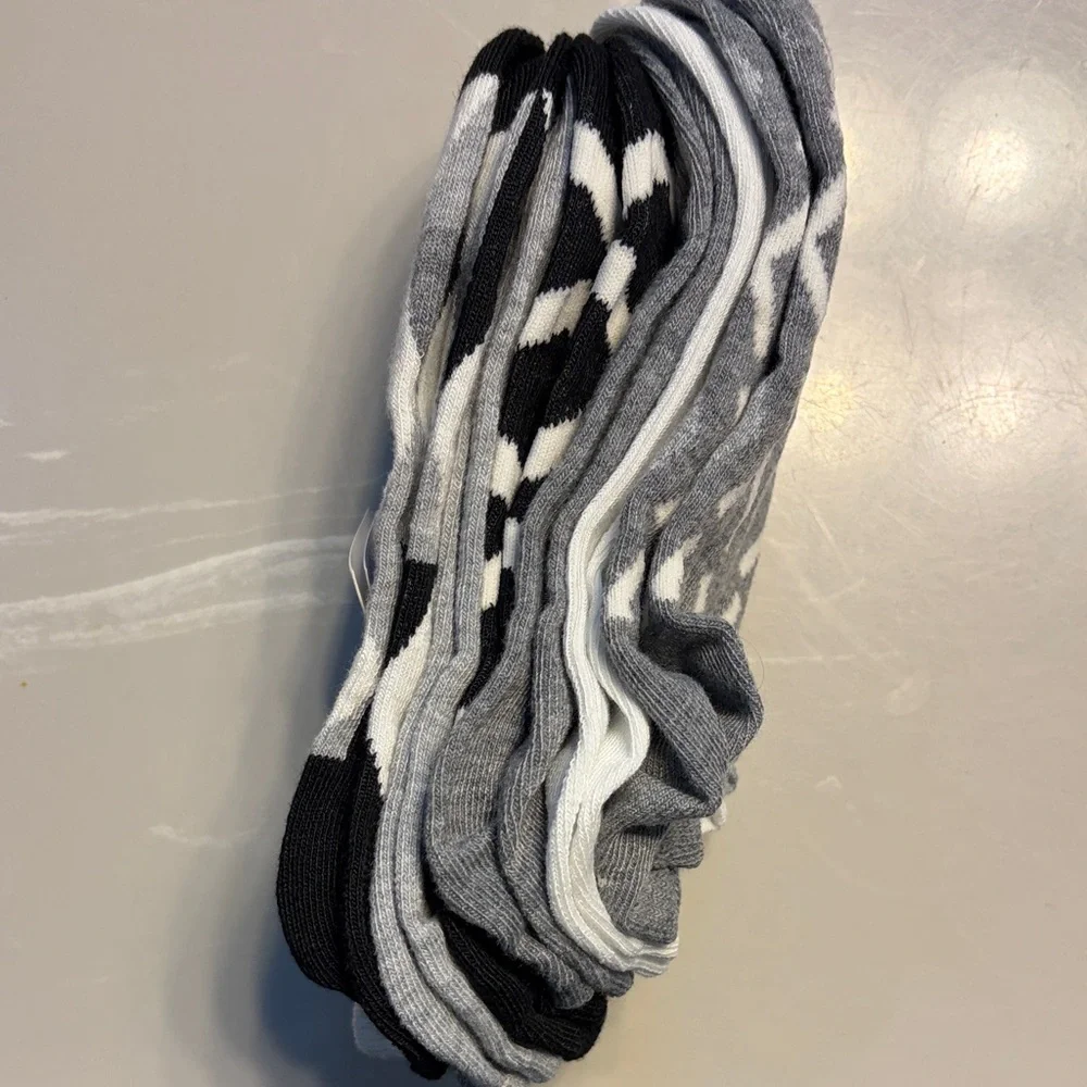 Xhiliration Low Socks - Black, White, and Gray Six Pair NWT